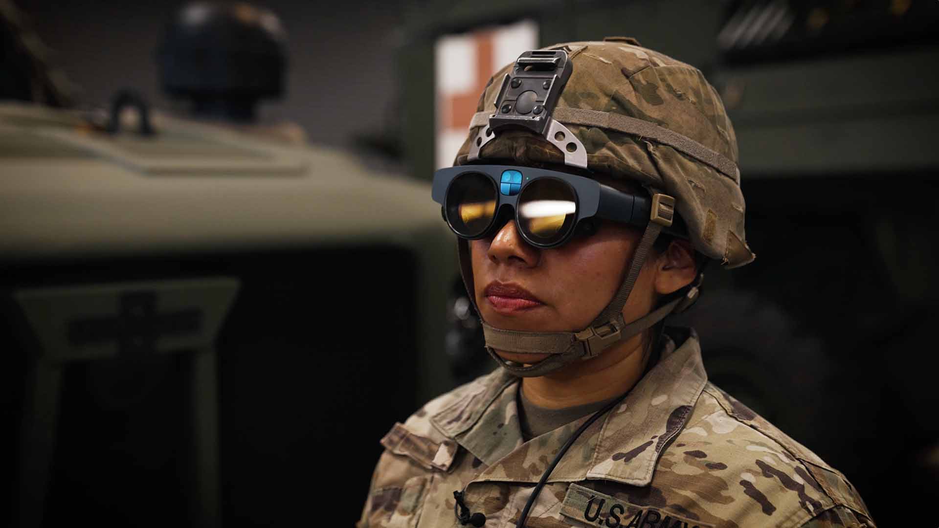 Personnel following AR-guided step-by-step work instructions on a Magic Leap 2 headset