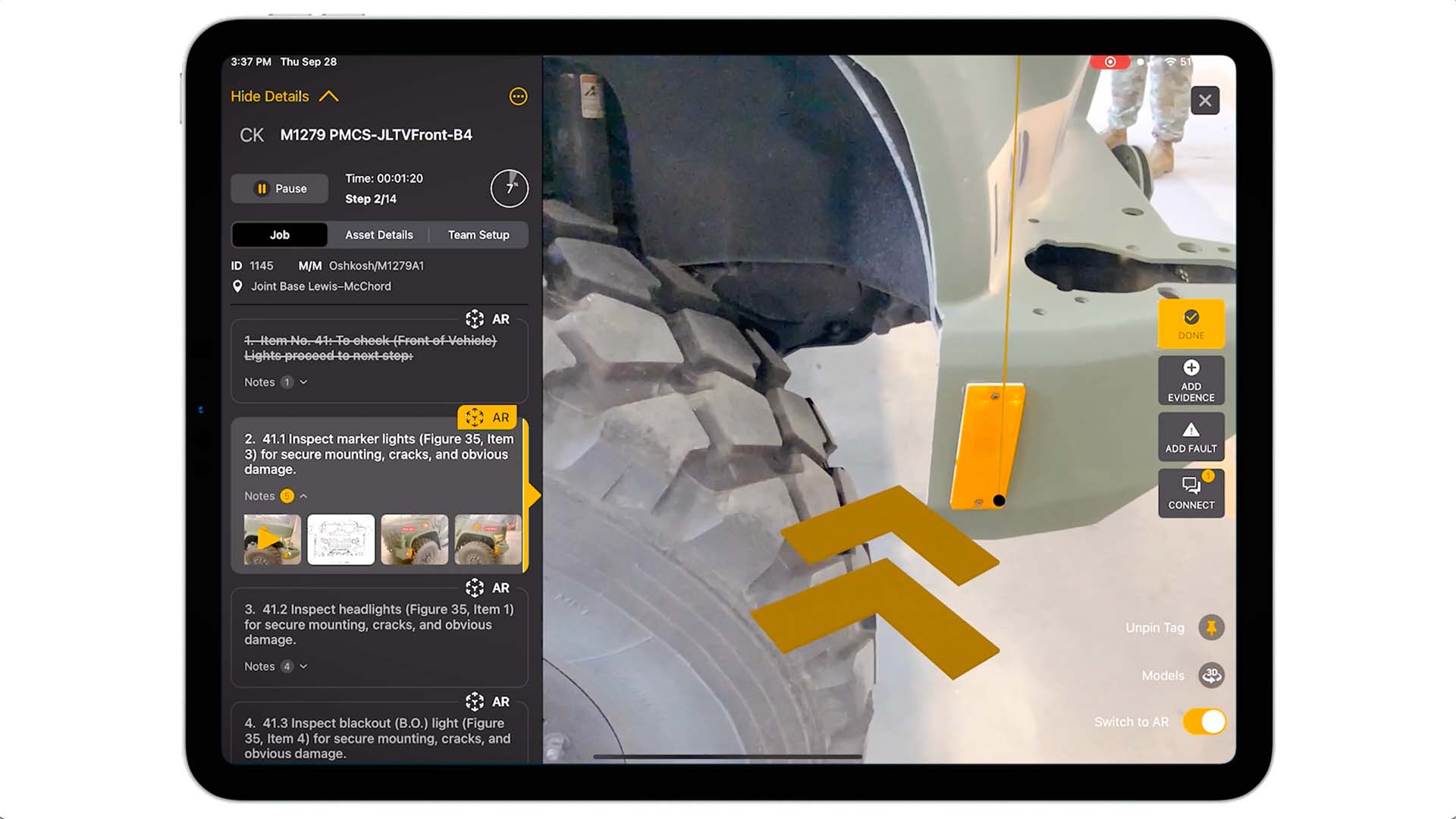 The Taqtile platform on a tablet in the field